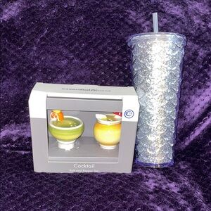 Essential Home Cocktail Salt& Pepper Set & 27OZ Mermaid Tumbler NEW